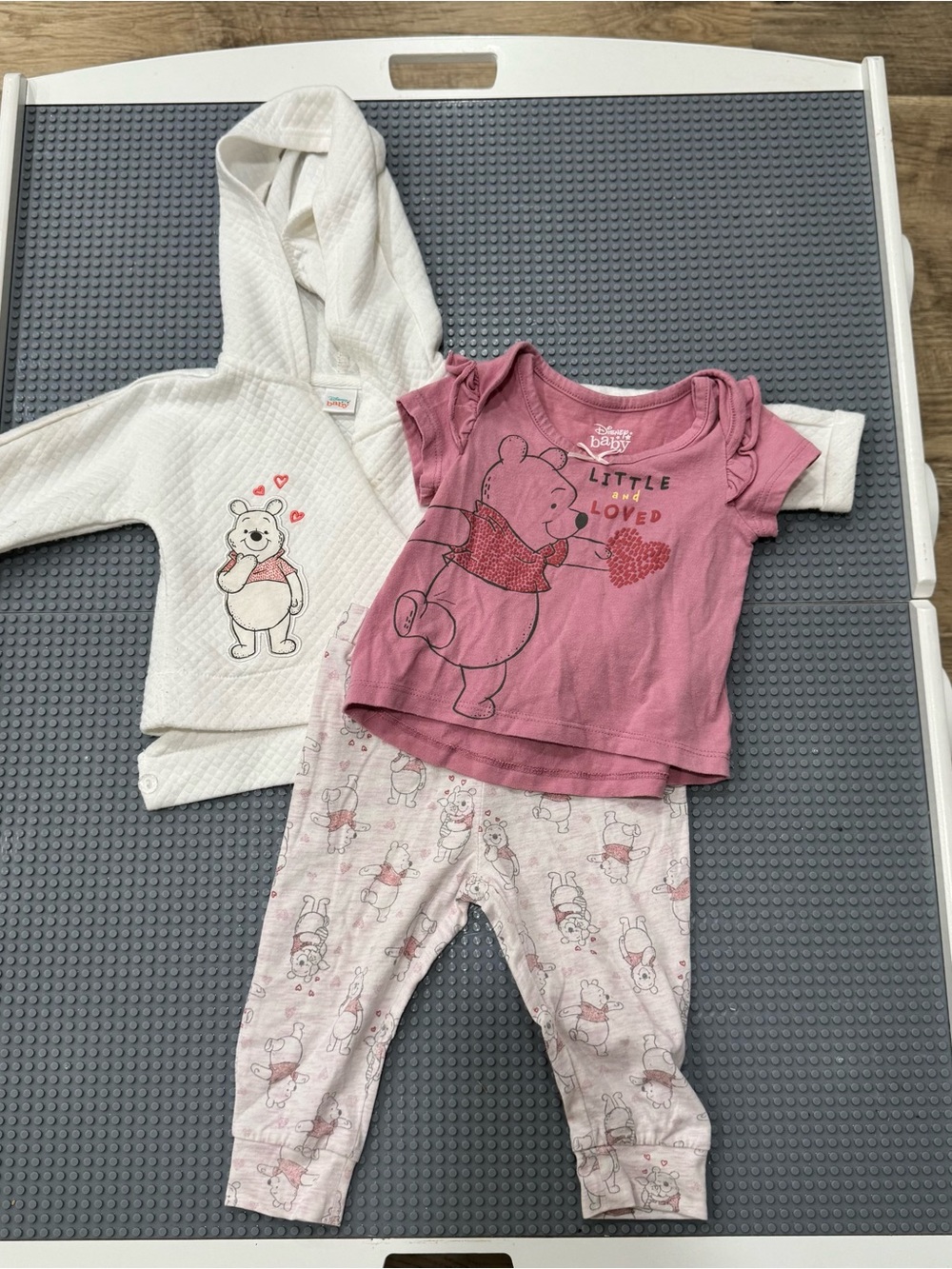 Disney baby 3pc long short sleeve top with pant set size 12 month